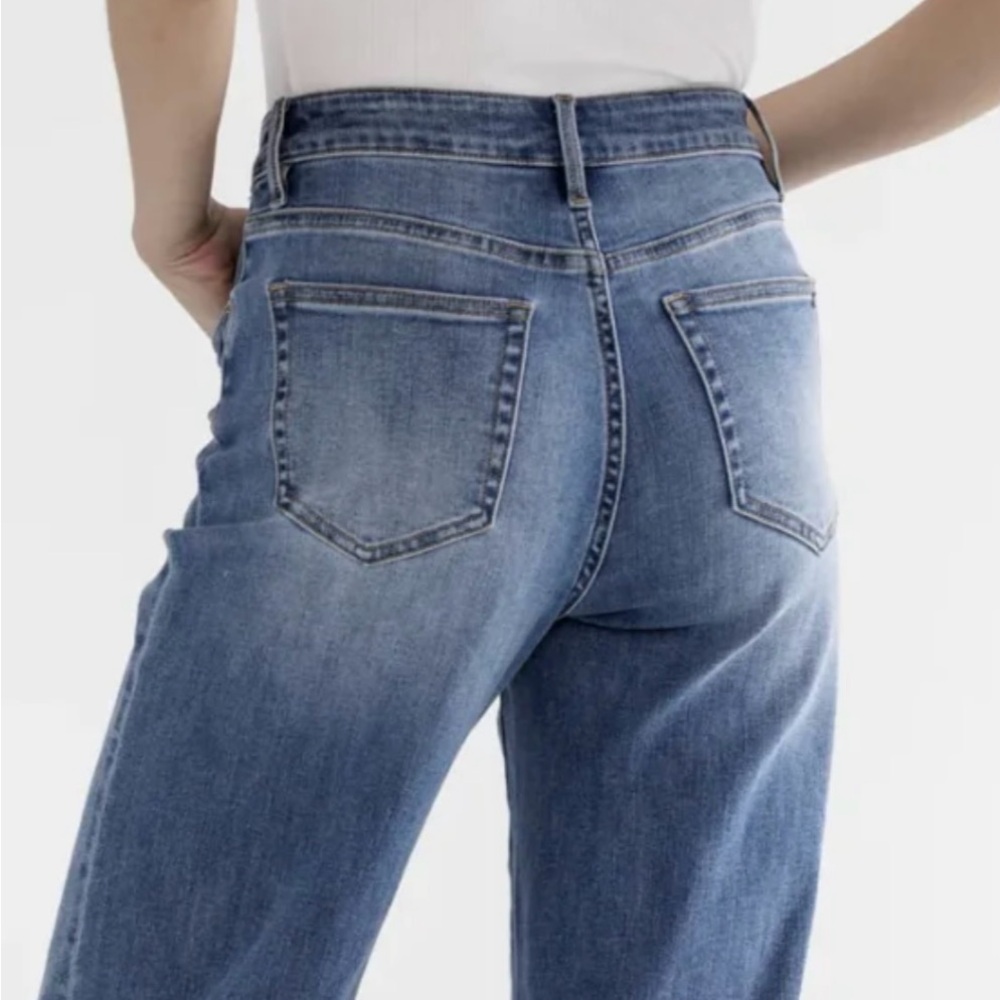 MICA-High Rise Wide Leg Jeans with Cuffed Hem - Picture 5 of 5